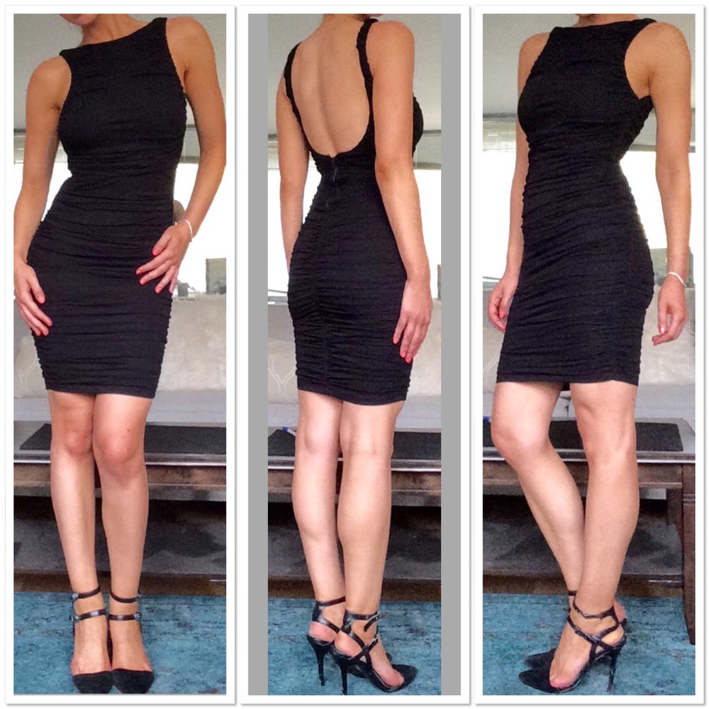 Alice + Olivia Ruched Open Back Mini Dress